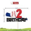 Baseball 1st Birthday Cake Topper, Baseball One Cake Topper, Baseball Cake Decor, Baseball Baby Boy First Birthday Party Decoration - Black Glitter (2) view 2