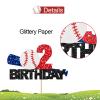 Baseball 1st Birthday Cake Topper, Baseball One Cake Topper, Baseball Cake Decor, Baseball Baby Boy First Birthday Party Decoration - Black Glitter (2) view 3