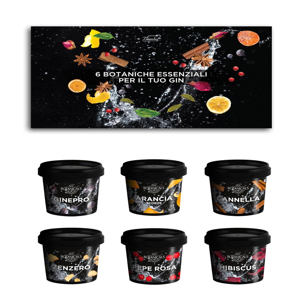 Botanical for Gin Tonic - 6 basic botanicals for your Gin Tonic - Suitable for professionals and hobbyists - Elegant gift idea for all occasions - Made in Italy