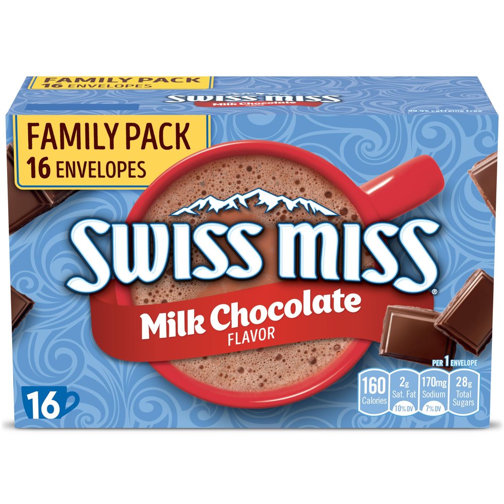 Swiss Miss Hot Cocoa Drink Mix, Milk Chocolate Flavour, Family Pack, 16 Count