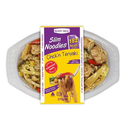 Eat Water Slim Chilled Meals, 370g Pack of 4, High-Protein, Gluten-Free Featuring Flavorful Chick'n Teriyaki!