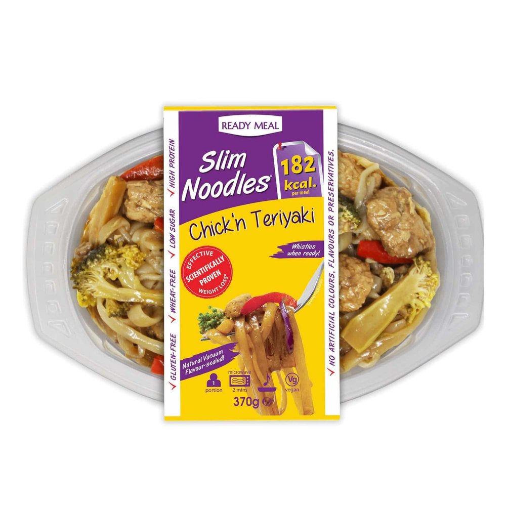 Eat Water Slim Chilled Meals, 370g Pack of 4, High-Protein, Gluten-Free Featuring Flavorful Chick'n Teriyaki!