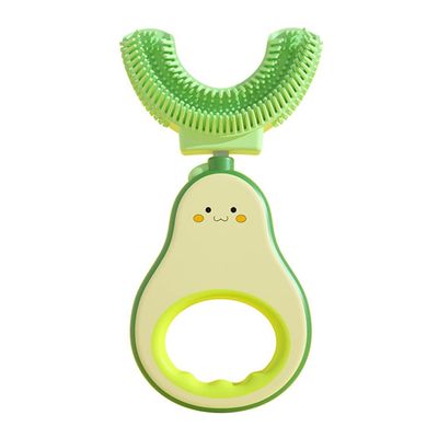 ISAKEN Baby U-Shaped Toothbrush, Whole Mouth Teeth Brush Soft Silicone Toothbrush, Manual Toothbrushes All-Round Cleaning Oral Teeth Care for Kids Toddlers 2-6 Years (Green-Avocado)