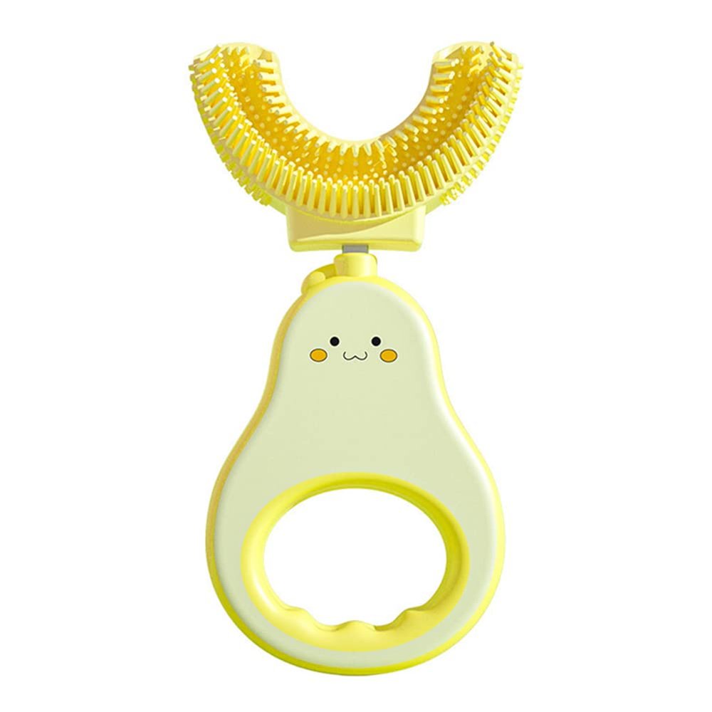 ISAKEN Baby U-Shaped Toothbrush, Whole Mouth Teeth Brush Soft Silicone Toothbrush, Manual Toothbrushes All-Round Cleaning Oral Teeth Care for Kids Toddlers 2-6 Years (Yellow-Avocado)