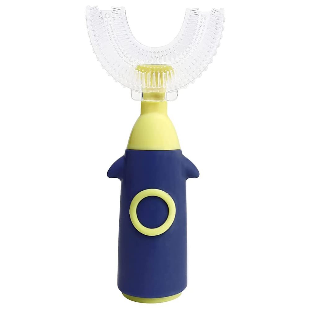 ISAKEN U-Shaped Toothbrush, Whole Mouth Teeth Brush Soft Silicone Toothbrush, Manual Toothbrushes All-Round Cleaning Oral Teeth Care for Kids Toddlers 1-8 Years (Blue)