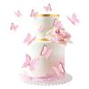 Blumomon 30Pcs Pink Gold Edge Mixed Size Lively 3D Swllowtail Butterfly Cupcake Topper for Girls Women's Happy Birthday Wedding Party Cake Wall Party Food Decorations view 1