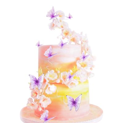 Blumomon 30Pcs Purple Mixed Size Lively 3D Butterfly Cupcake Topper Butterfly Cake Toppers for Girls Women's Happy Birthday Wedding Party Cake Wall Party Food Decorations