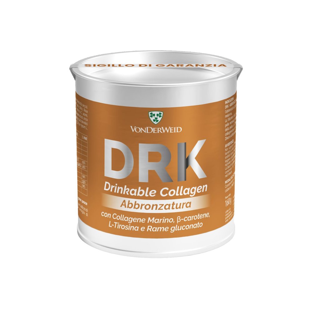 Vonderweid - DRK TANNING | Supplement with Hydrolyzed Marine Collagen + L-Tyrosine + BetaCarotene + Aloe Vera + Rose Hip + Zinc + Vit.E + Copper | Healthy Skin and Natural Tan | 160 g