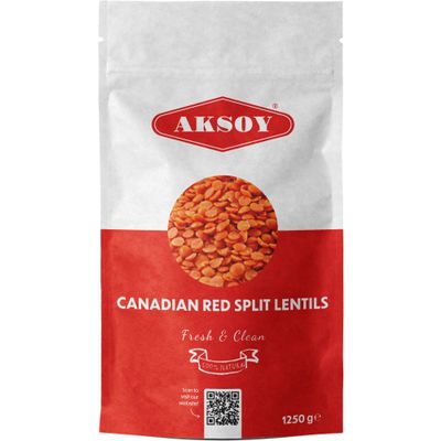 Aksoy Canadian Red Split Lentils 1.25KG | Natural, High in Fiber and Protein | Ideal for Soups, Main Dishes, and More | Easy to Cook and Perfect for Every Meal (Packaging may vary)