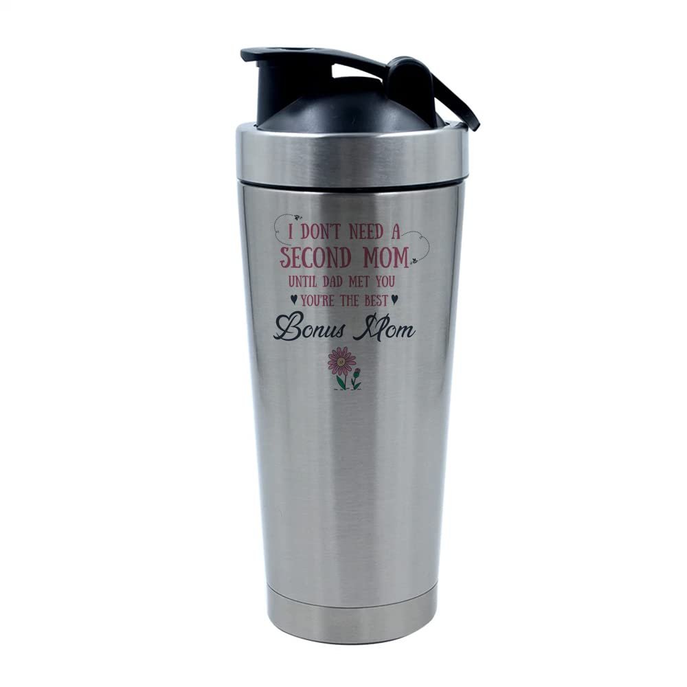 Getagift 500ml Aluminium Shaker Bottle for Supplement Shakes - Easy Clean, Durable Cup Mothers Day You Are The Best Bonus Mom Birthday,God Mother/Mother-in-law. (Silver)