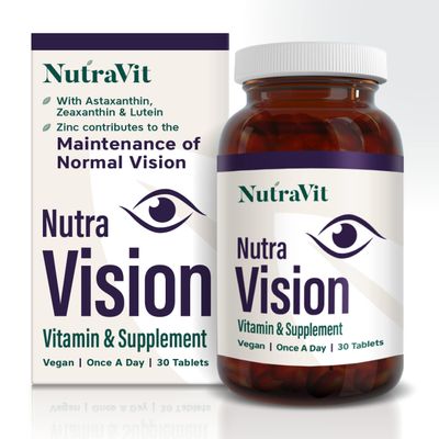 NUTRAVISION - Eye Support Vitamin | Eye Care Supplement - Eye Health Supplement - Includes Astaxanthin, Zeaxanthin & Lutein - 30 Tablets - by Nutra VIT - Vitamin/Supplement