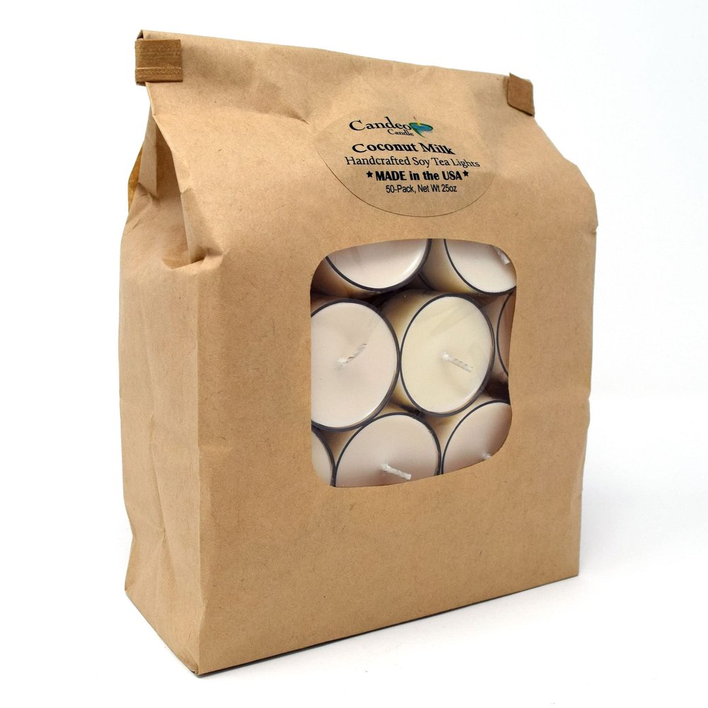 Coconut Milk, Scented Soy Tealights (Coconut Milk, 50 Pack)