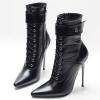 APOTIKENBST High Heels Sexy Women's Short Boots 14CM Stiletto Pointed Ankle Boots,Black-39 view 1