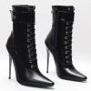 APOTIKENBST High Heels Sexy Women's Short Boots 14CM Stiletto Pointed Ankle Boots,Black-39 view 2