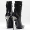 APOTIKENBST High Heels Sexy Women's Short Boots 14CM Stiletto Pointed Ankle Boots,Black-39 view 4