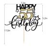 Bekaterea Happy Birthday Cake Topper,Black font Golden Numbers 55th Birthday Cake DecorationHello 55, Cheers to 55Years/55th Anniversary 55& Fabulous Party Decoration view 3