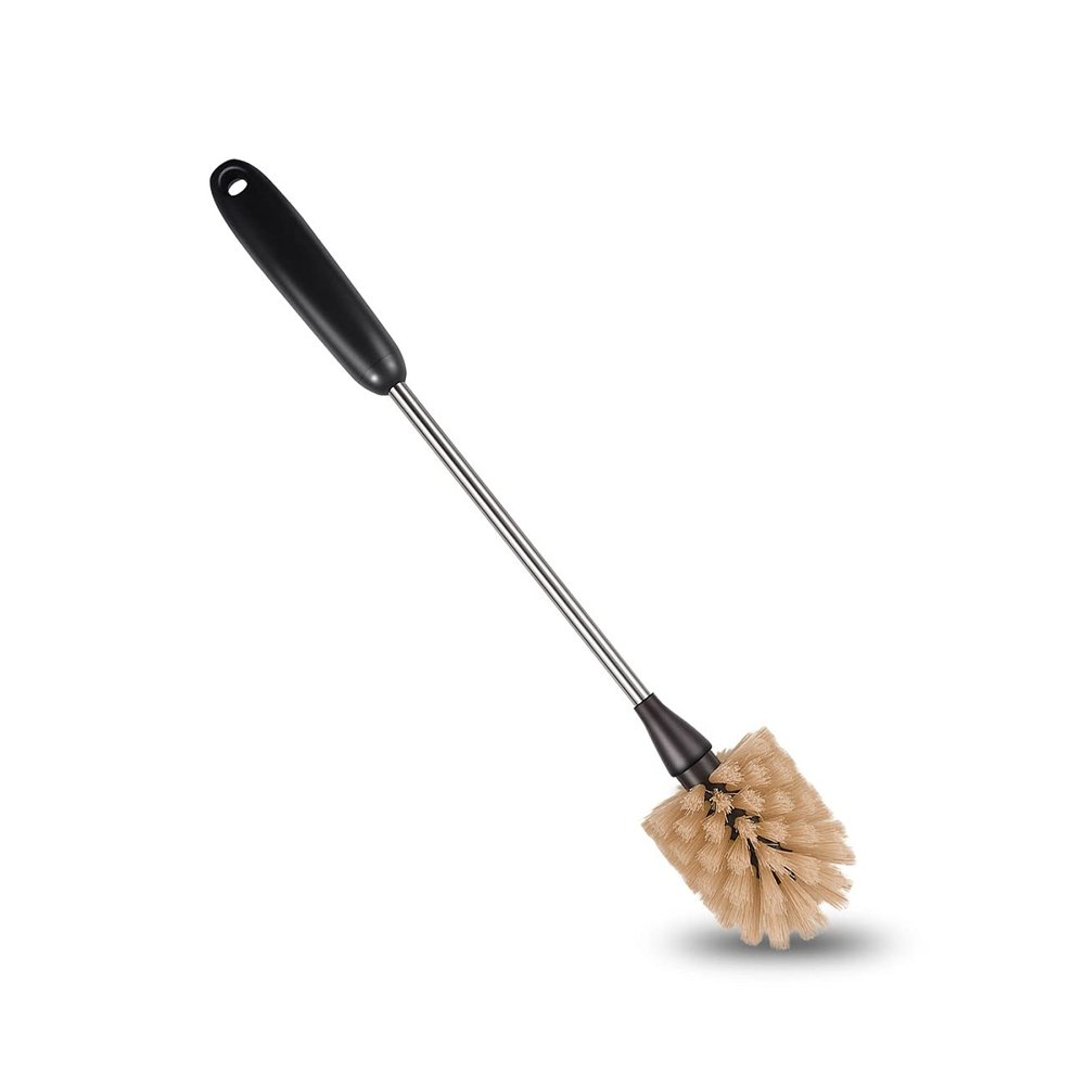 Water bottle brush, 38cm long bottle cleaning brush, bottle scrubber, kitchen scrubbing brush suitable for water bottles, cups, glasses, baby bottles, brown