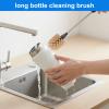 Water bottle brush, 38cm long bottle cleaning brush, bottle scrubber, kitchen scrubbing brush suitable for water bottles, cups, glasses, baby bottles, brown view 3