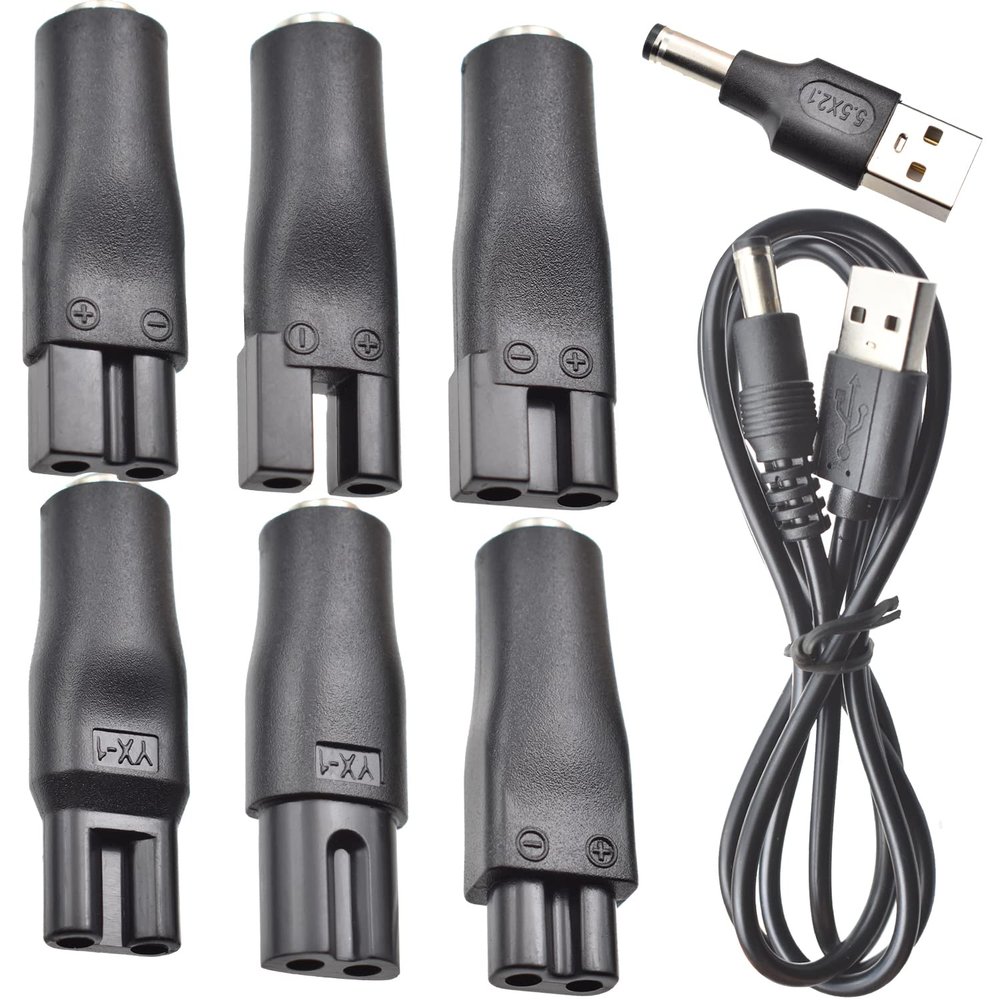 BOEEA 8 PCS Power Cord 5V Replacement Charger USB adapter Suitable for Hair Clippers, Beard trimmers, Shavers, Beauty Instruments, Desk Lamps, Purifiers