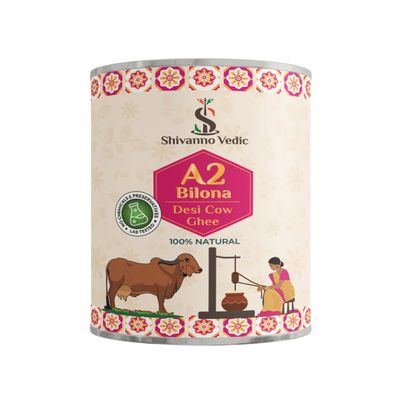 Shivanno Vedic A2 Cow Desi Ghee Bilona (1 kg) | Handmade with Traditional Curd Stirring Method | Natural Immunity Booster | A2 Milk of Grass Lined Indian Desi Cow | 100%