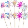 JOGILBOY 10 Pcs Happy Birthday Cake Toppers Foil Firework Cupcake Toppers Sparkle Tinsel Drink Stirrers Flowers Cake Decoration Cocktail Food Fruit Toothpick for Cake Decoration Party Supplies view 1