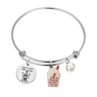 MYOSPARK Milk Tea Jewelry Drinks Lover Gift Bubble Girl Gift Just a Girl Who Loves Bubble Keychain, Loves Bubble Br, 1.18inch