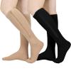 2 Pairs Zipper Compression Socks Women and Men, Closed Toe Compression Stocking, 15-20 mmHg Knee high compression socks for Edema, Varicose Veins, Swollen Sore, Multicolor, Large/X-Large(2 Pairs) view 1