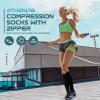 2 Pairs Zipper Compression Socks Women and Men, Closed Toe Compression Stocking, 15-20 mmHg Knee high compression socks for Edema, Varicose Veins, Swollen Sore, Multicolor, Large/X-Large(2 Pairs) view 2