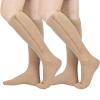 2 Pairs Zipper Compression Socks Women and Men, Closed Toe Compression Stocking, 15-20 mmHg Knee high compression socks for Edema, Varicose Veins, Swollen Sore, Beige, XXL view 1