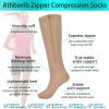 2 Pairs Zipper Compression Socks Women and Men, Closed Toe Compression Stocking, 15-20 mmHg Knee high compression socks for Edema, Varicose Veins, Swollen Sore, Beige, XXL view 4