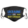 Face Masks Funny Ukraine Never Surrenders Face Covers for Men Outdoor Office School Personalized Gifts view 1