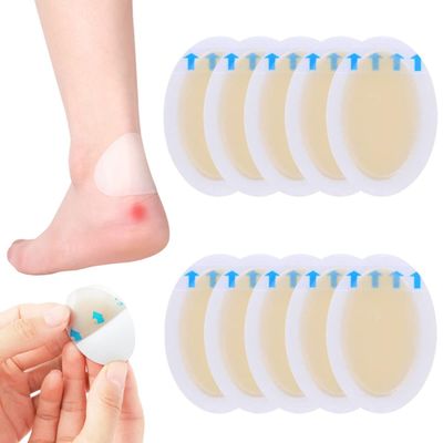 10 Pack Invisible Hydrocolloid Blister Cushion Gel Blister Guard Waterproof Plasters Bandages for Heel, Foot, Toe and Skin