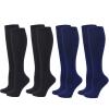 Compression Socks for Women Men, 4 Pairs 20-25mmHg Flight Socks Compression Stockings for Sport, Athletic, Edema, Diabetic, Varicose Veins, Travel, Pregnancy, Nursing (L/XL, Black Black Blue Blue) view 1
