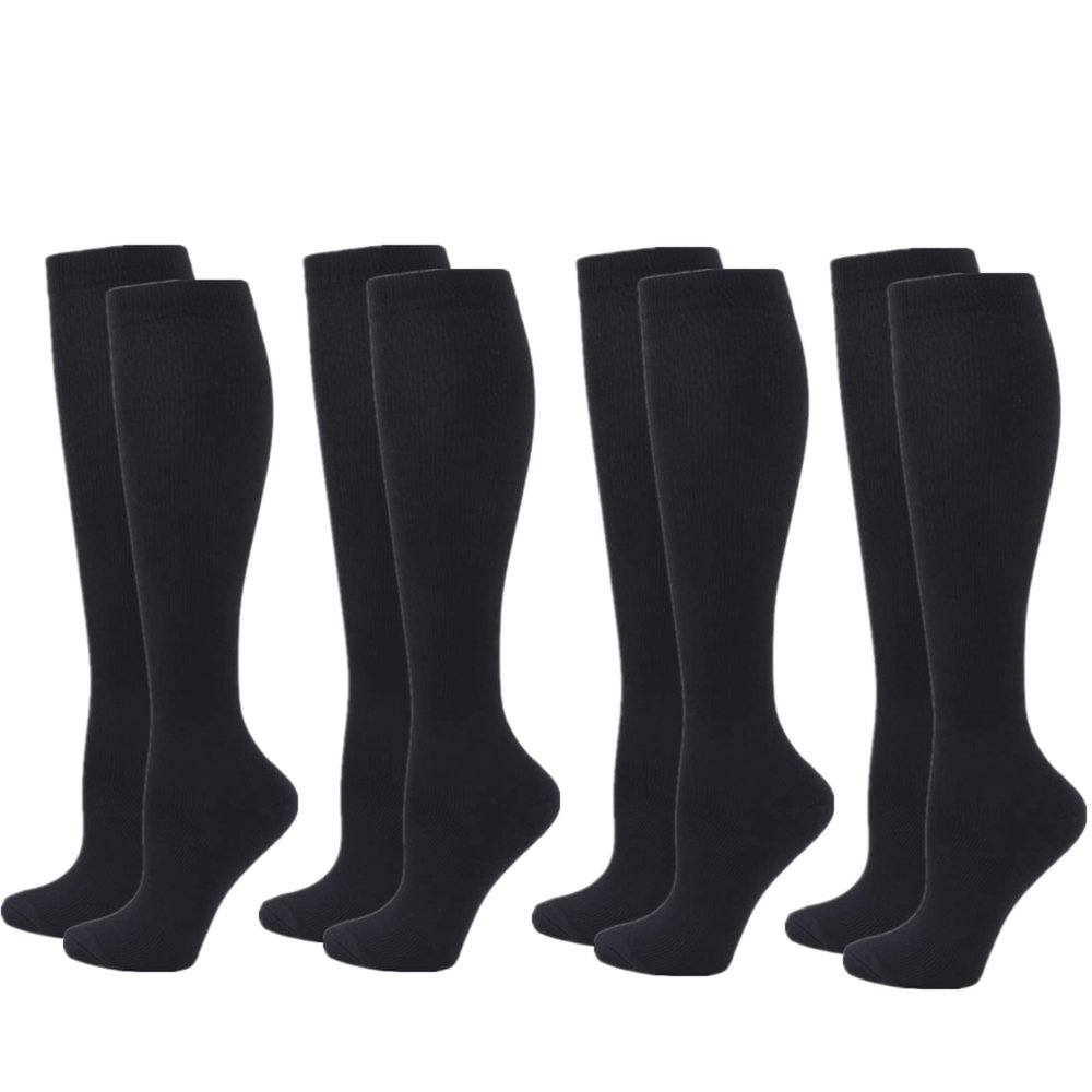 Zingso Compression Socks for Women Men, 4 Pairs 20-25mmHg Flight Socks Compression Stockings for Sport, Athletic, Travel, Pregnancy, Nursing
