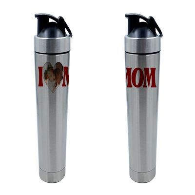 Getagift 500ml Aluminium Shaker Bottle for Supplement Shakes - Easy Clean, Durable Cup Mothers Day Personalised I LOVE MOM Any Image, Birthday,Christmas. (Silver)