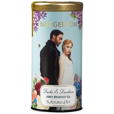 The Republic of Tea Bridgerton Duke & Duchess Honey Breakfast Tea, 36 tea bags in a metal tin - Black tea with honey flavour in an elegant metal tin in Bridgerton design