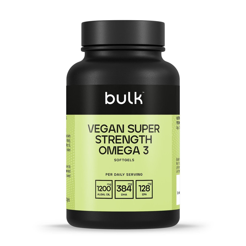 Bulk Vegan Super Strength Omega 3 Softgels, 1200 mg, Pack of 60, 60 Servings, Packaging May Vary