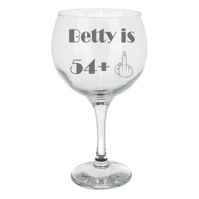 Always Looking Good Personalised Engraved 55th Middle Finger Gin Glass Fifty Fifth Birthday Gift with Personalised with Any Name - Rude Funny Novelty Gin Glass Gift for Men and Women (Empty Glass)