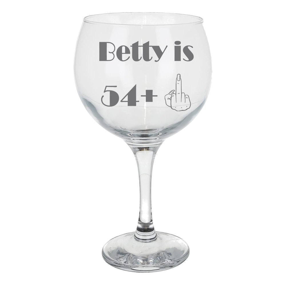 Always Looking Good Personalised Engraved 55th Middle Finger Gin Glass Fifty Fifth Birthday Gift with Personalised with Any Name - Rude Funny Novelty Gin Glass Gift for Men and Women (Empty Glass)