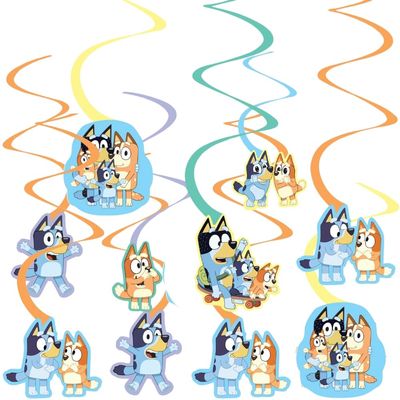 Bluey Spiral Decorations - 30cm | Multicolor | 12 Pcs.