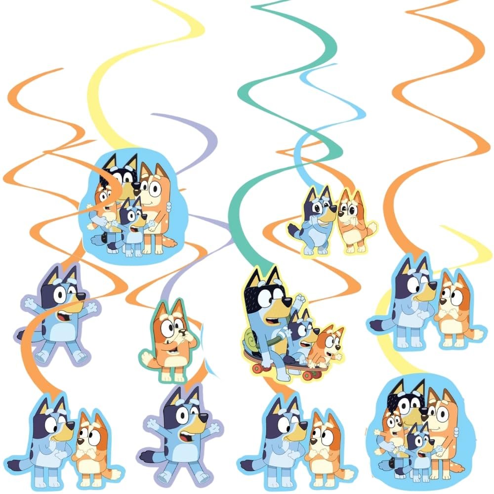 Bluey Spiral Decorations - 30cm | Multicolor | 12 Pcs.