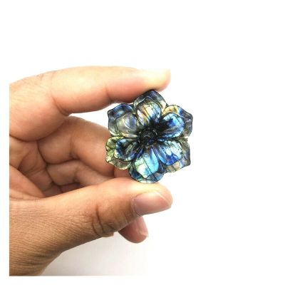 SHITOU2231 1pc Natural Labradorite Bauhinia Shaped Crystal Flower Stones Hand Carved Crystal Healing Decor Natural Stones and Minerals Healing Stones