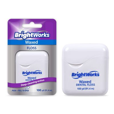BrightWorks Dental Floss Mint Waxed - 100 Yards (Pack of 4)
