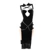 JasmyGirls Anime Lingerie Sexy Devil Cosplay Costume Naughty Witch Cheongsam Punk Rivets High Slit Dress Assassin Roleplay Outfit view 1