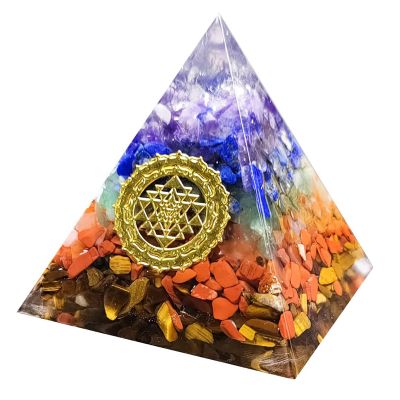 QVVWOPQ 7 Chakra Orgone Pyramid Orgonite Pyramids for Energy Healing Love Attraction Crystals of Unconditional Love Natural Quartz Positive Energy Generator