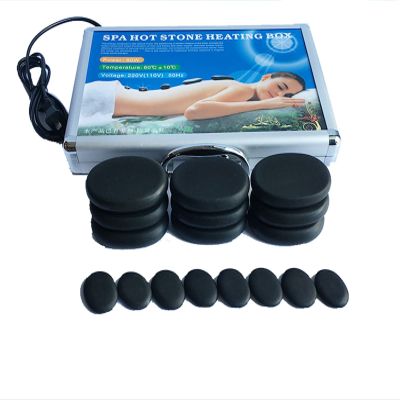 17 Pieces Basalt Hot Stones for Massage Set, Professional Massage Hot Stone Set with Basalt Stones in Two Different Sizes, Massage Therapy Supplies for Home Spa Relaxation Treatment
