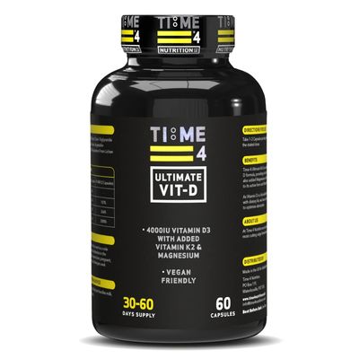 Time 4 Ultimate Vitamin D  Vitamin D3 4000iu, 200mcg Vitamin K2 (MK7), 400mg Magnesium, 600mg Caprylic Acid In 2 Easy To Swallow Capsules  Vegan Friendly, Gluten Free, 30-60 Day Supply  60 Capsules