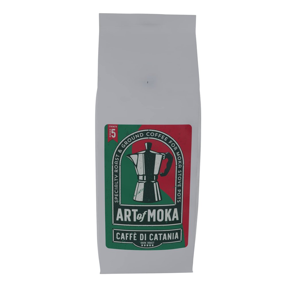 Strong Moka Ground Coffee 1kg - Dark Roast - For Italian Moka Stovetop Pot Coffee Makers - Art of Moka - Caffe di Catania Espresso - Strength 5