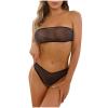 UIVHLW Chemises & Negligees Transparent Lace Mesh Lingerie Wireless Black Suit view 1