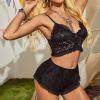 Chemises & Negligees Black Plus Size Wireless Lace Costumes Temptation Women's Clothing view 3